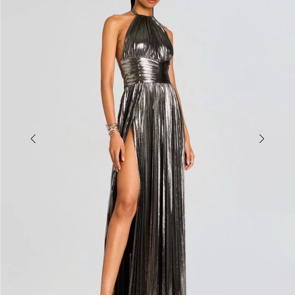 Retrofete Metallic Silver Maxi Dress